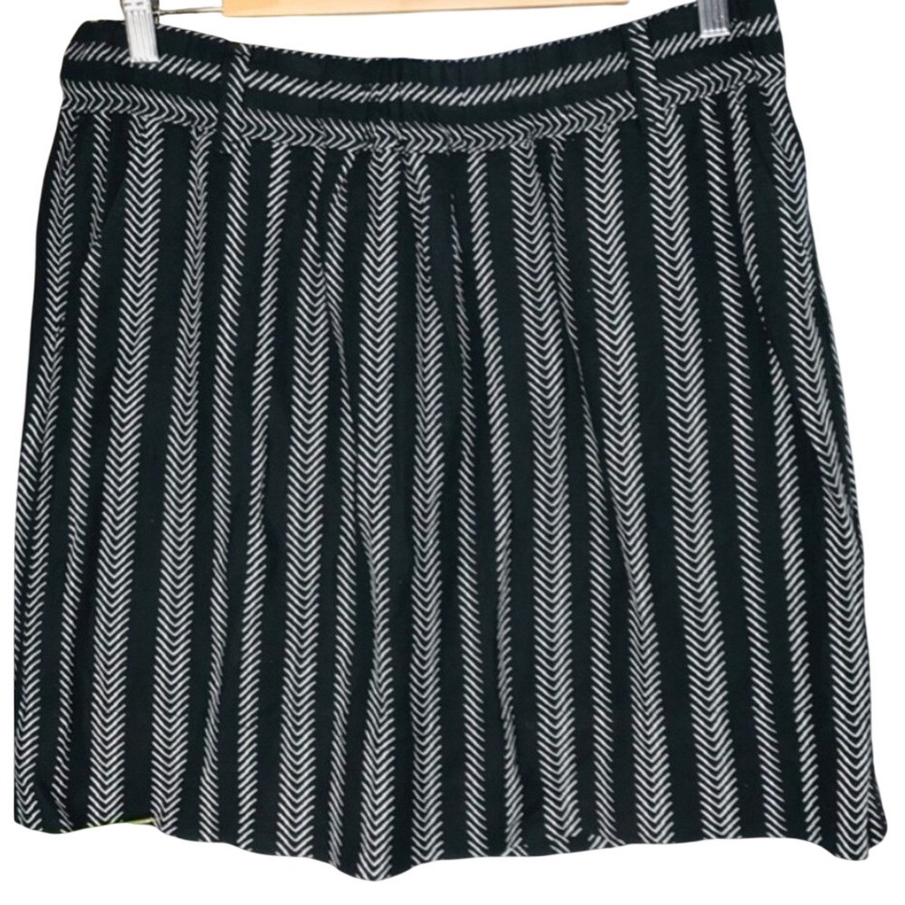 LOFT Linen Blend Black Stripe Mini Skirt Womens Medium